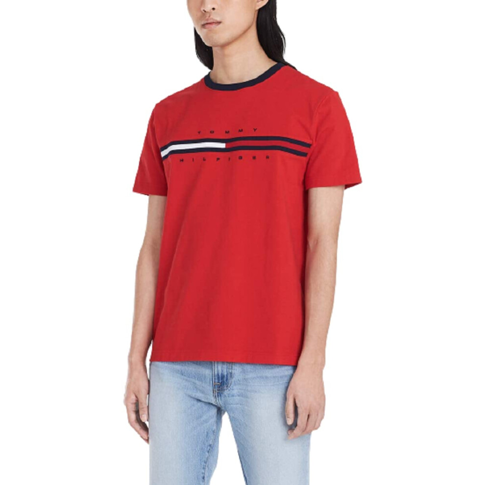 Tommy Hilfiger mens Short Sleeve Logo T-shirt T Shirt  Apple Red  Medi