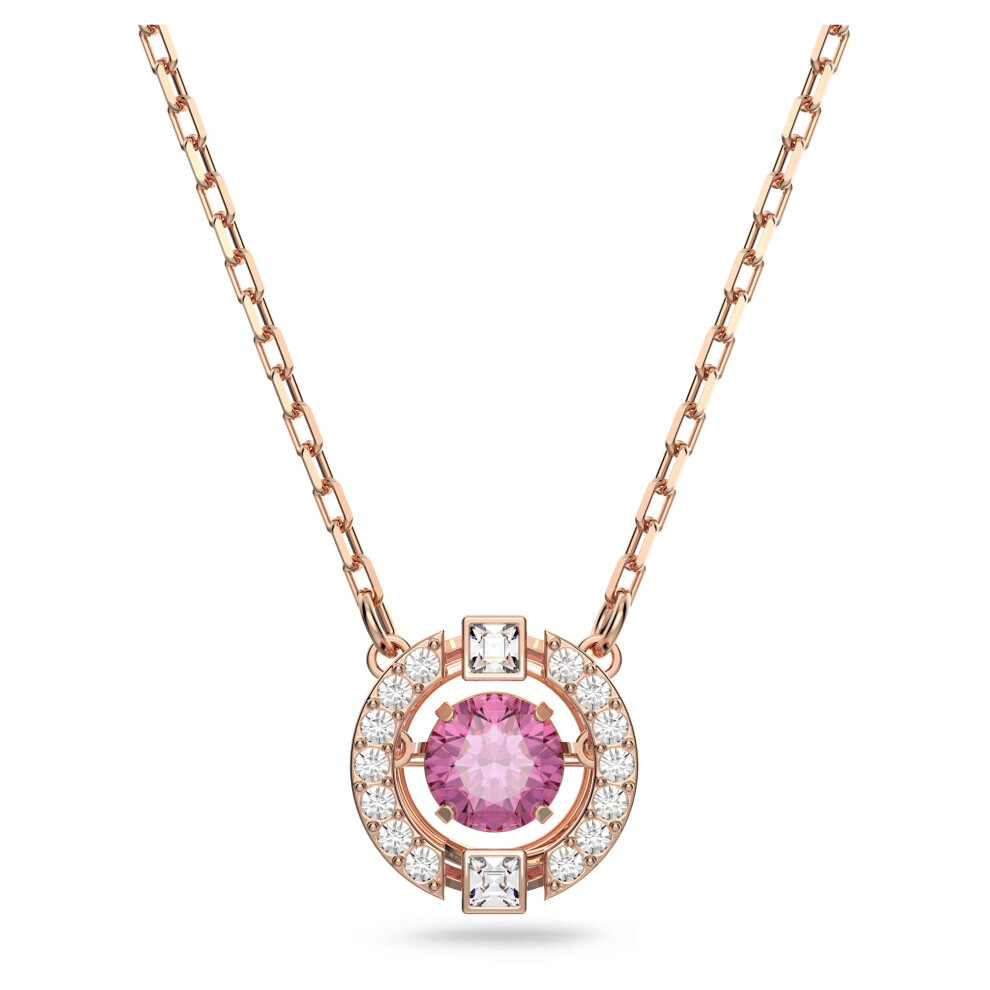 SWAROVSKI Womens Sparkling Dance Round Necklace  Red  Rose-gold tone p