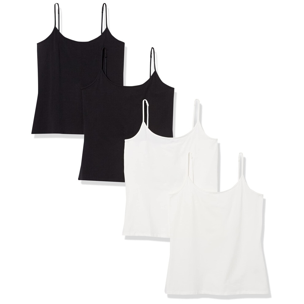 Amazon Essentials Women's Slim-Fit Camisole  Pack of 4  Black/White  M