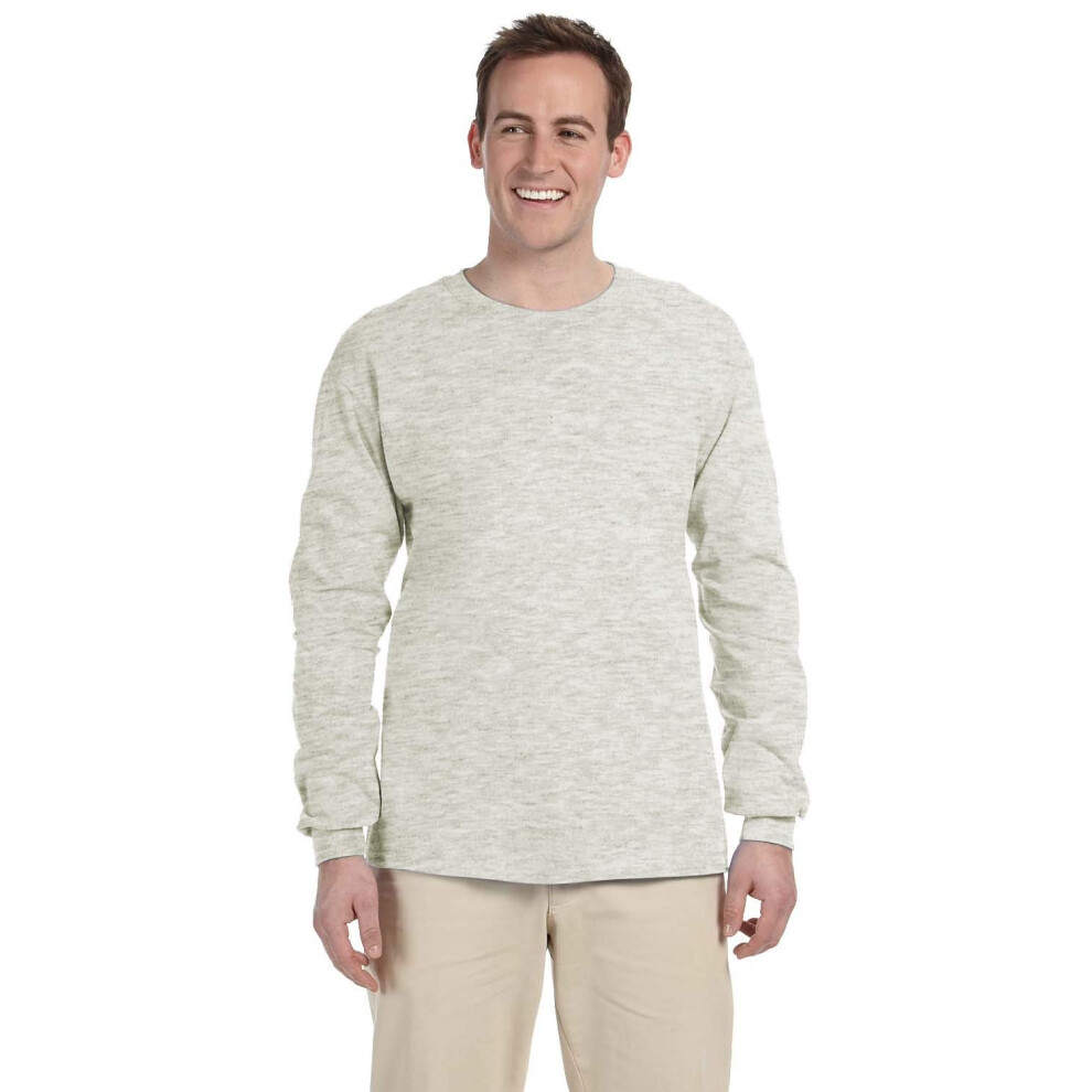 Fruit of the Loom Men's Long Sleeve Cotton T-Shirt (X-Large  Beige Hea