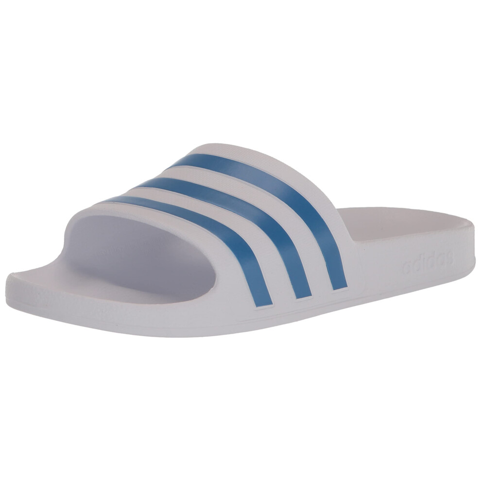 adidas Womens Adilette Aqua Slides Sandal  WhiteBlue Fusion MetallicWh