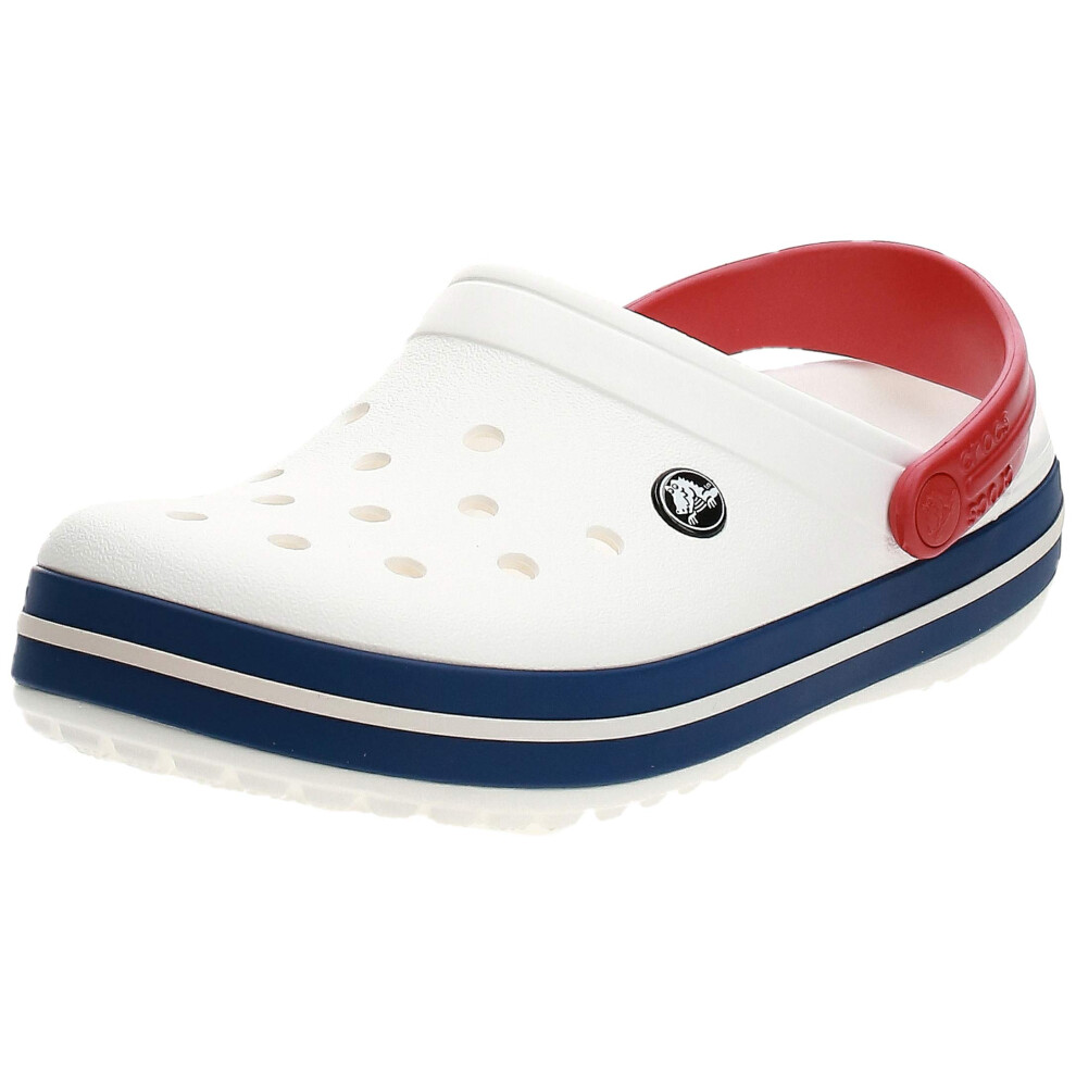 Crocs Unisex Men's and Women's Crocband Clog  White/Blue Jean  6 Women