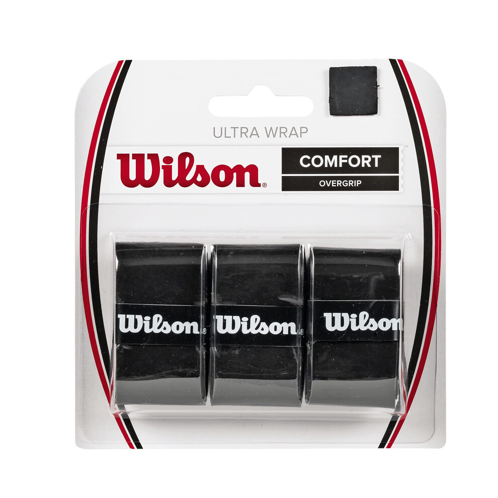 WILSON Sporting goods Ultra Wrap Tennis Overgrip (3-Pack)  Black (WRZ4