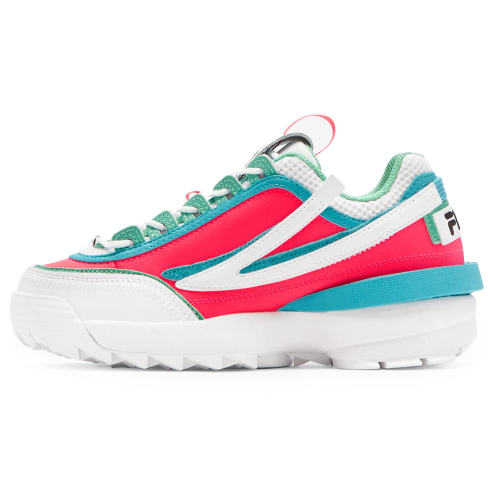 Fila Womens Disruptor II EXP Sneakers WhiteDiva PinkScuba Blue  9 B -