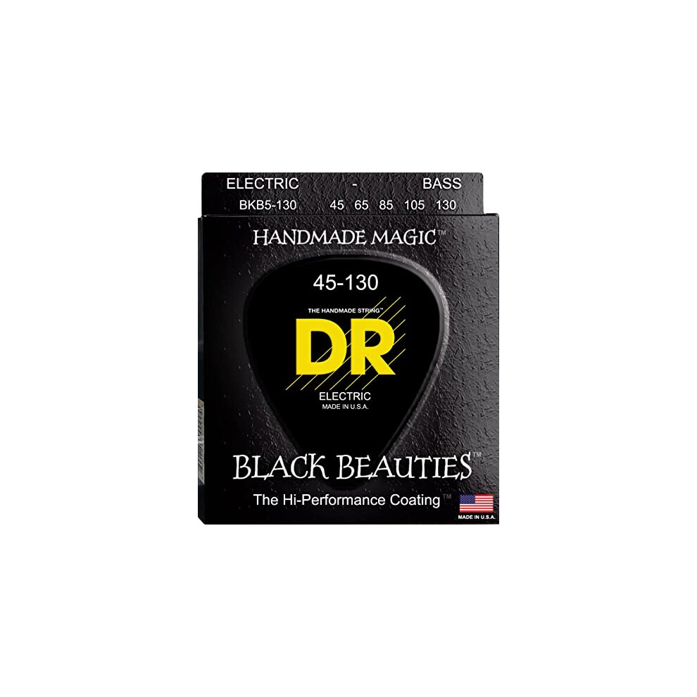 Cuerdas Dr Strings Black Beauties Para Bajo De 5 Cuerdas Con Revestimiento Negro, Tama O Mediano (45-130)-image