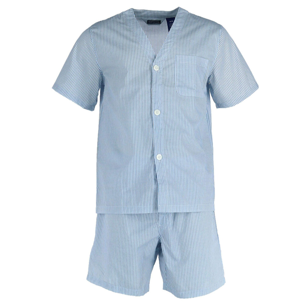 Fruit of the Loom Men's Broadcloth Short Sleeve Pajama Set  Royal Stri