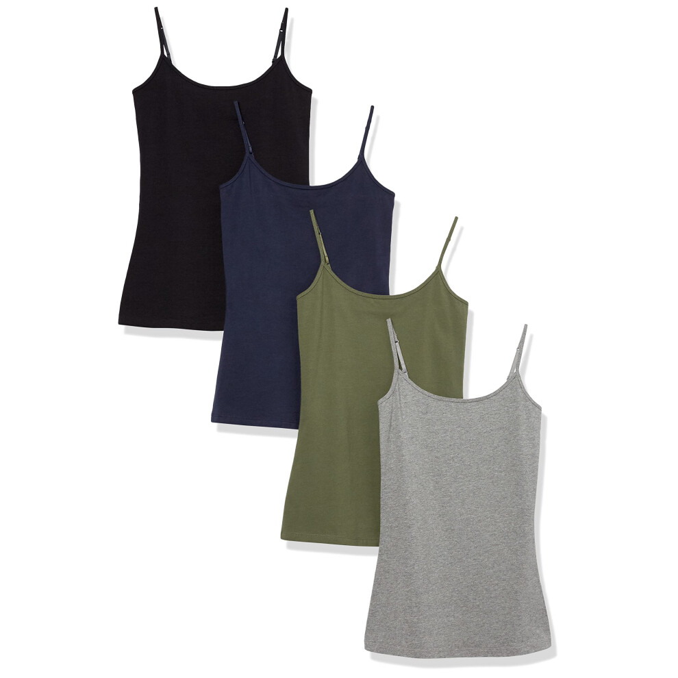 Amazon Essentials Women's Slim-Fit Camisole  Pack of 4  Dark Colors  X