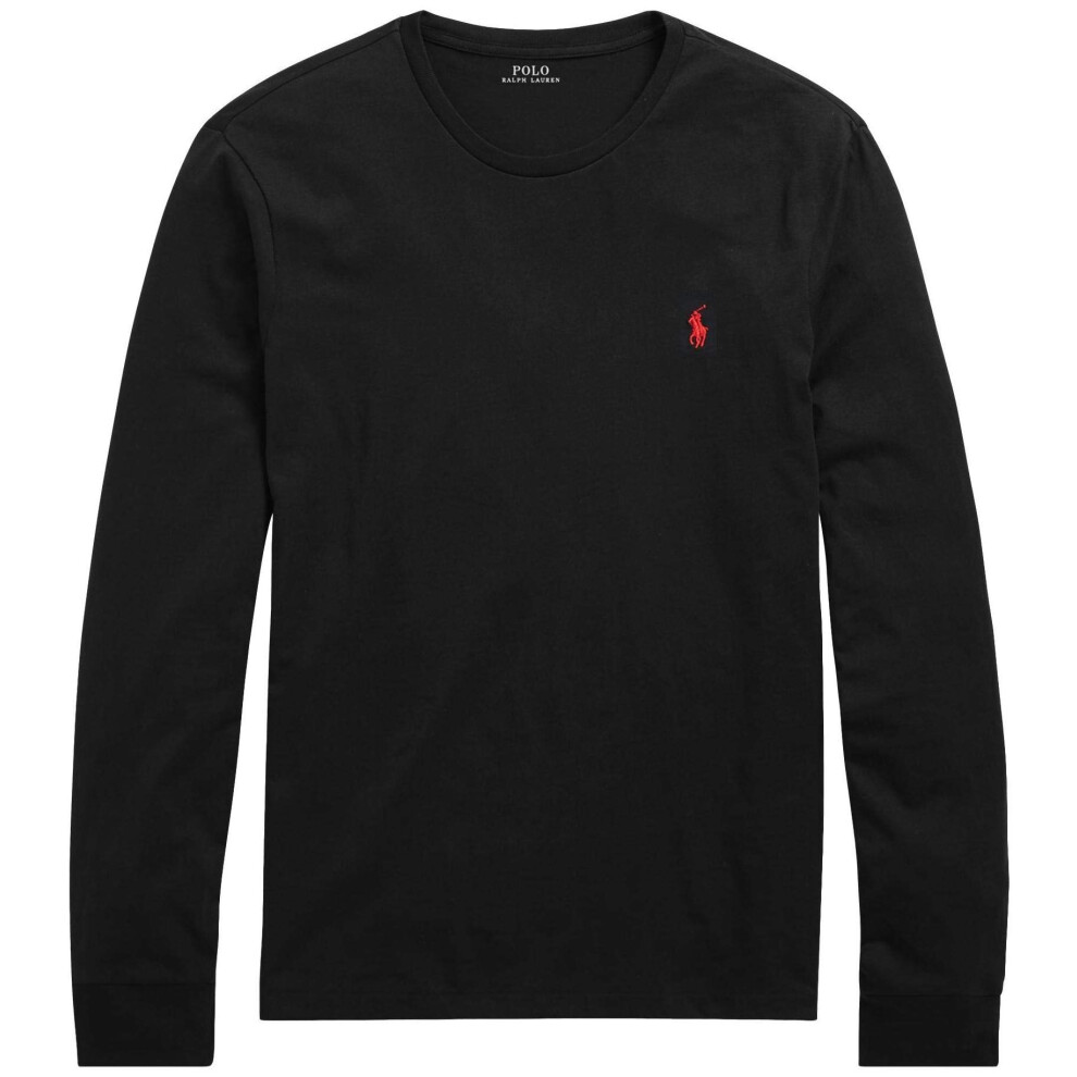 POLO RALPH LAUREN Men Long Sleeve Pony Logo T-Shirt with Pockett (Blac