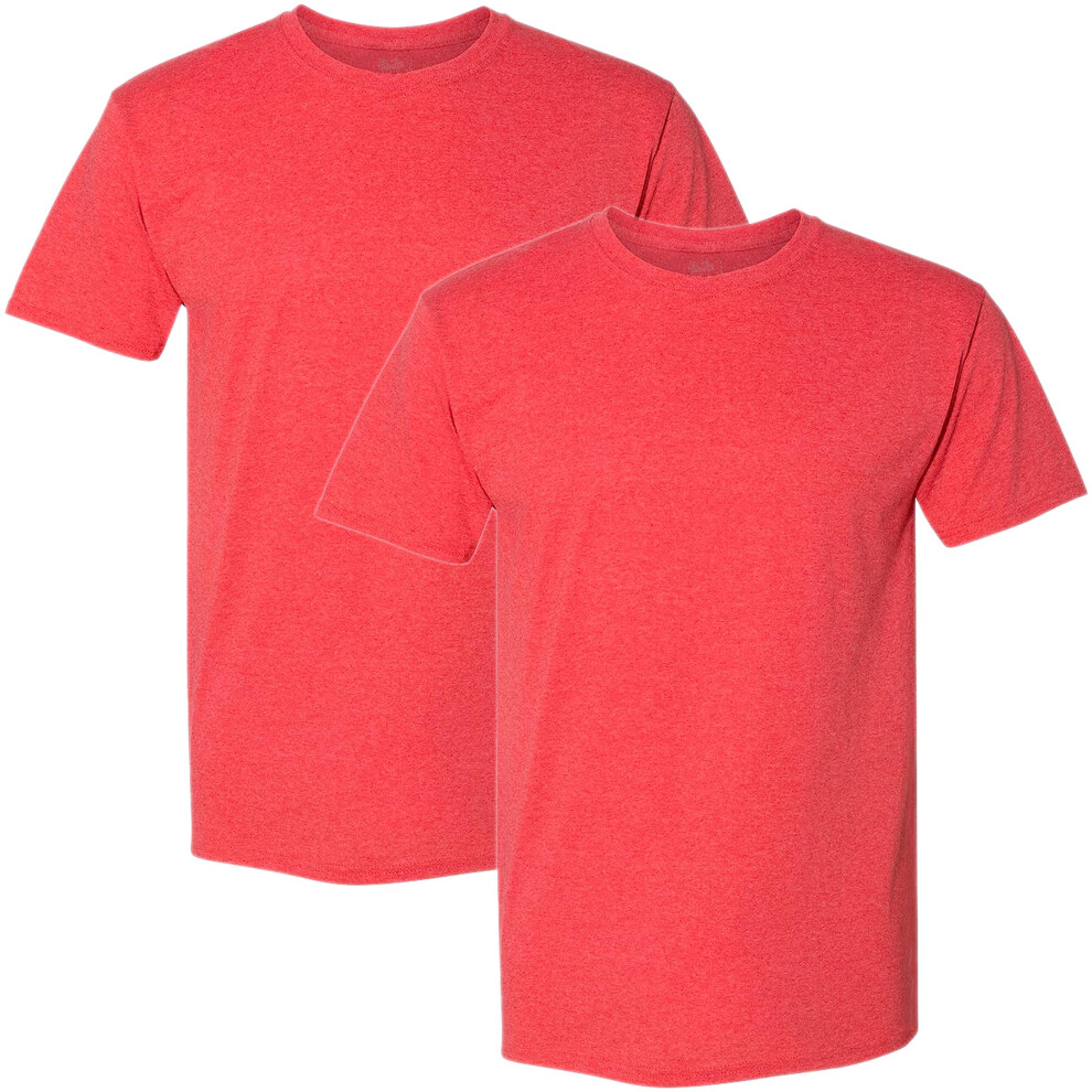 Fruit of the Loom mens Crew Pack Shirt  Crew - 2 Pack Fiery Red  3X-La