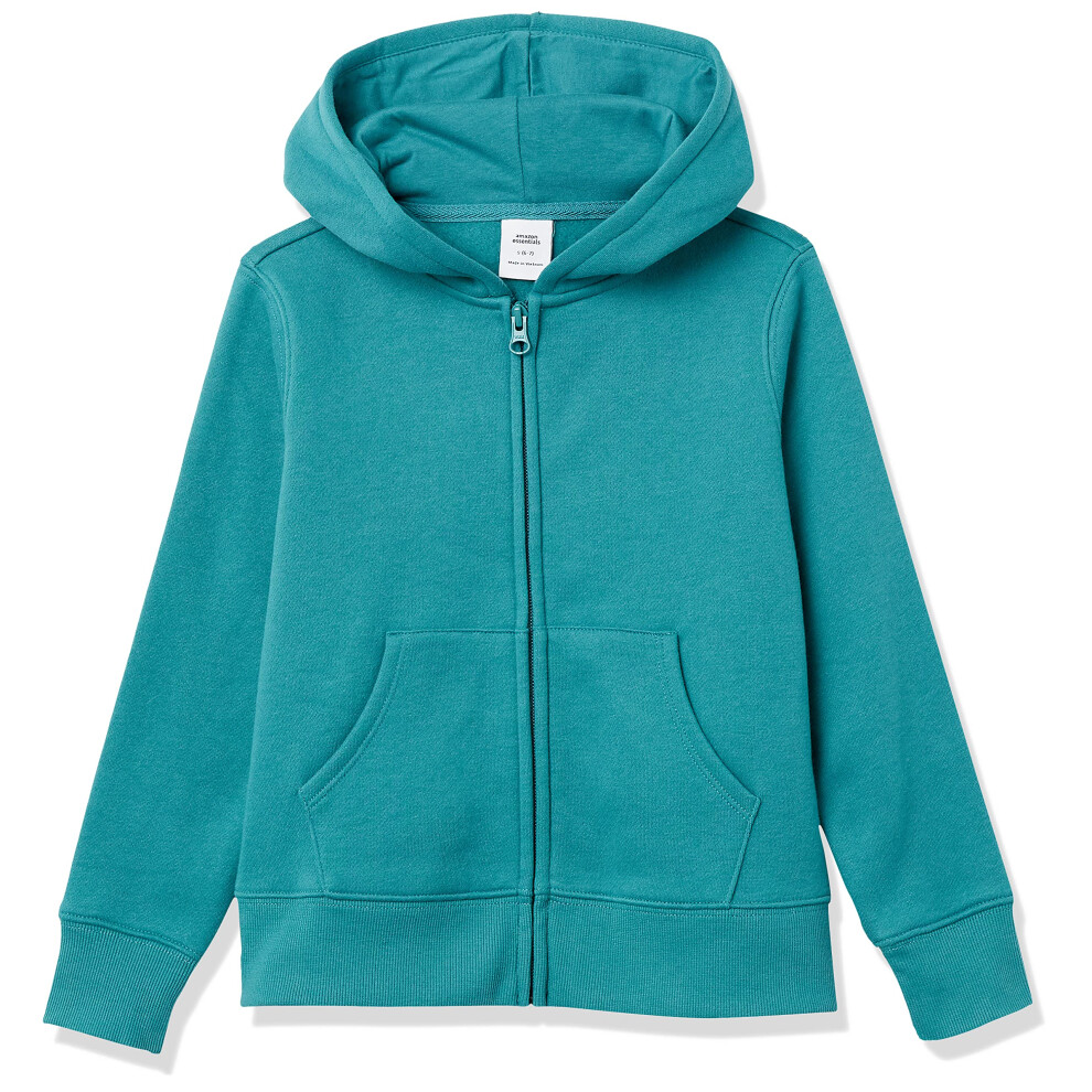 Amazon Essentials Girls' Fleece Zip-Up Hoodie Sweatshirt  Teal Blue  X