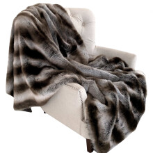 Plutus Fancy Gray Silver Chinchilla Faux Fur Handmade Luxury Throw 36W x 60L