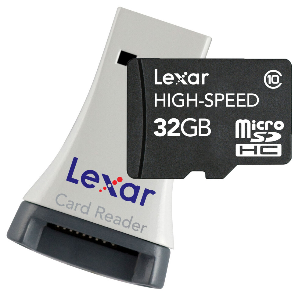 Lexar High-Speed MicroSDHC 32GB Flash Memory Card with Reader LSDMI32G
