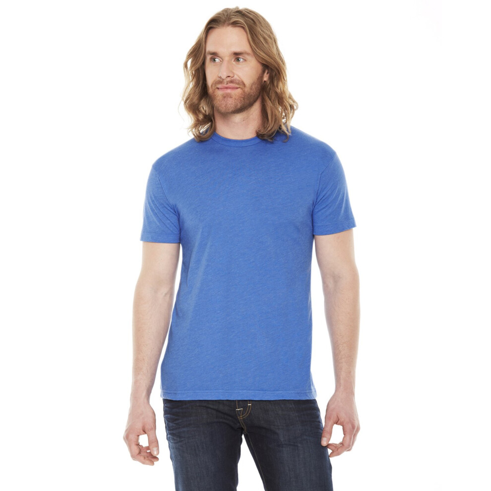 American Apparel Poly-Cotton Short Sleeve Crew Neck  Heather Lake Blue