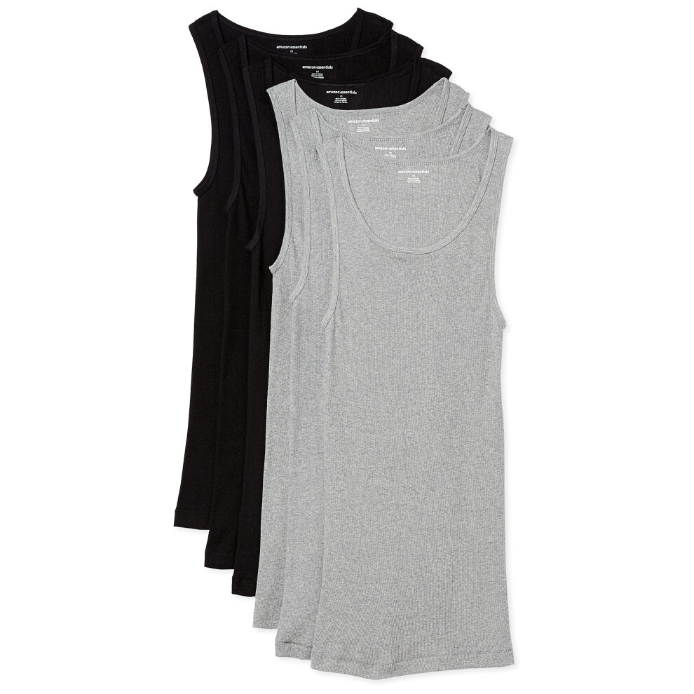 Amazon Essentials Mens Tank Undershirts  Pack of 6  Blackgrey Heather