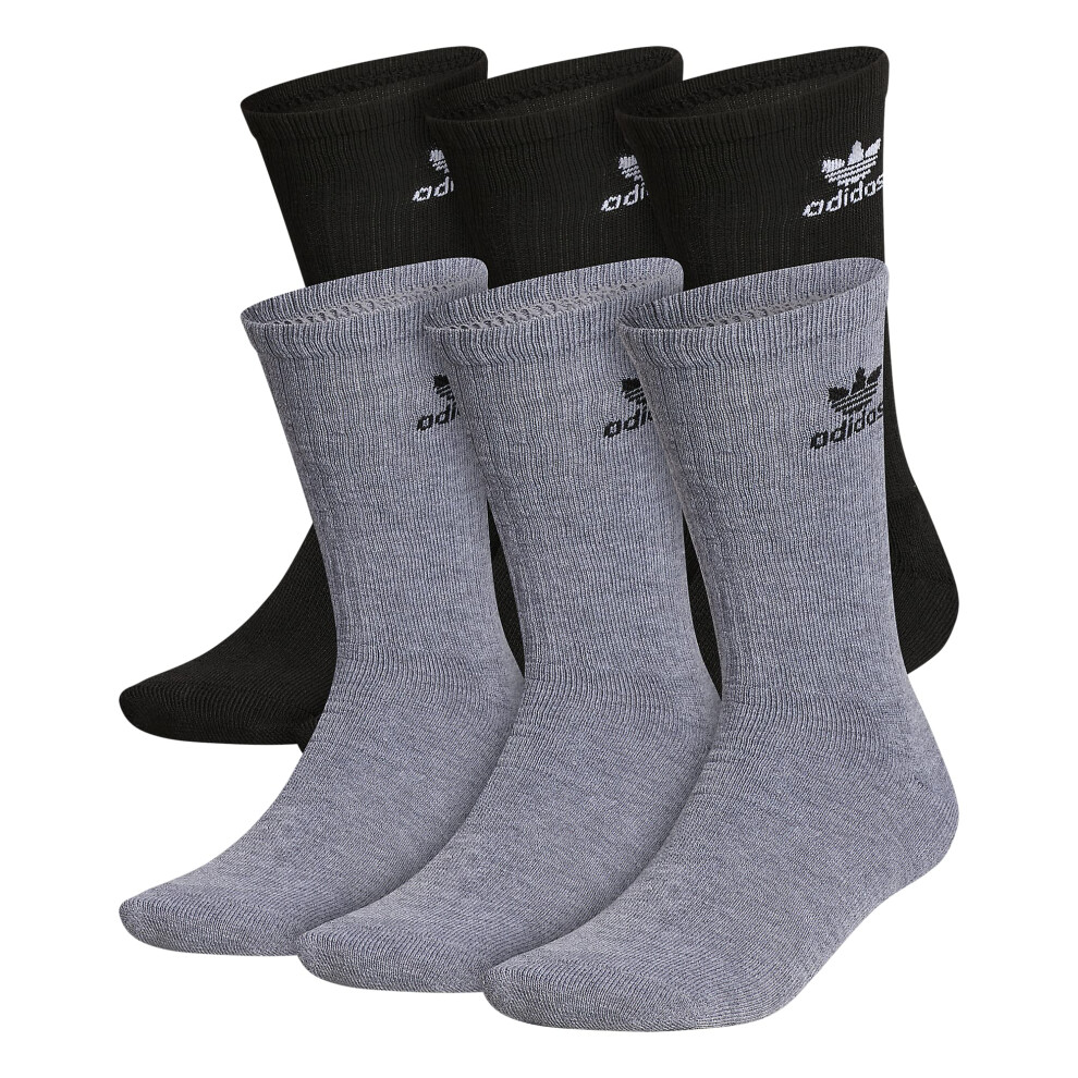 adidas Originals Trefoil Crew Socks (6-Pair)  Heather Grey/Black/White