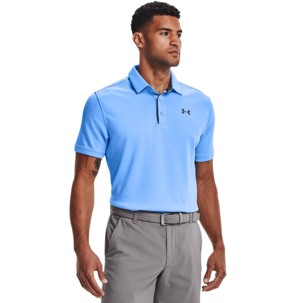 Under Armour Mens Tech golf Polo   carolina Blue (475)Pitch gray   Lar