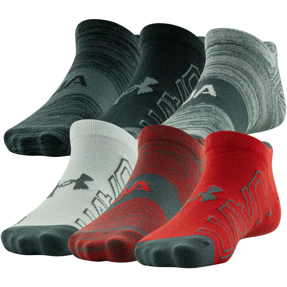 Under Armour Youth Essential Lite No Show Socks  6-Pairs  Red Assorted