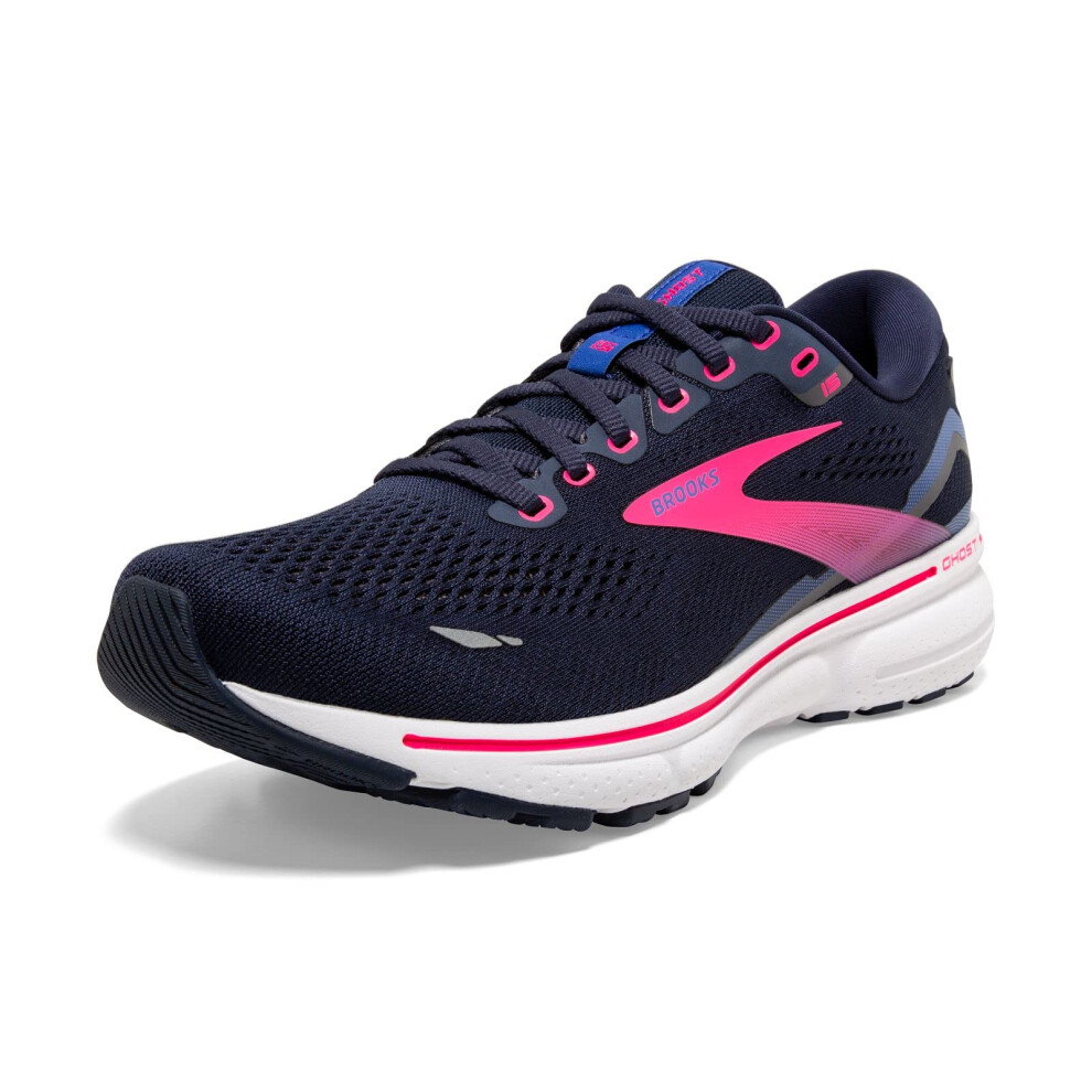 Brooks Women's Ghost 15 Neutral Running Shoe - Peacoat/Blue/Pink - 9.5