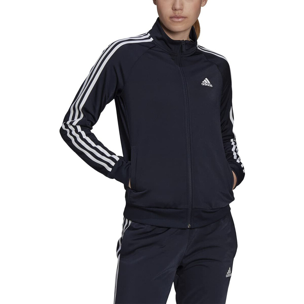 adidas Women's Essentials Warm-Up Slim 3-Stripes Track Top  Legend Ink