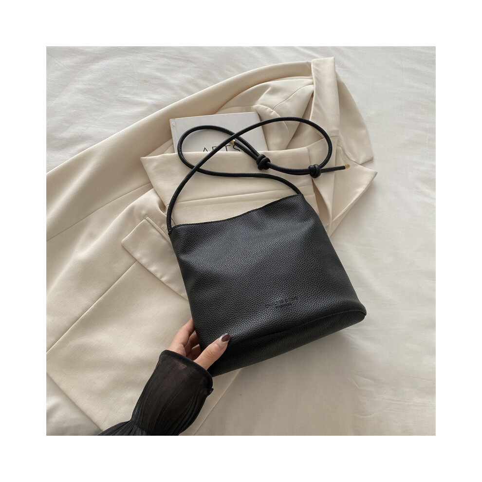 (Black) Leather Elegant Pu Bucket Bag For Women With Soft Structure And Functional Inner Pocket Design-image-OPC-PFKNGKQ-NEW