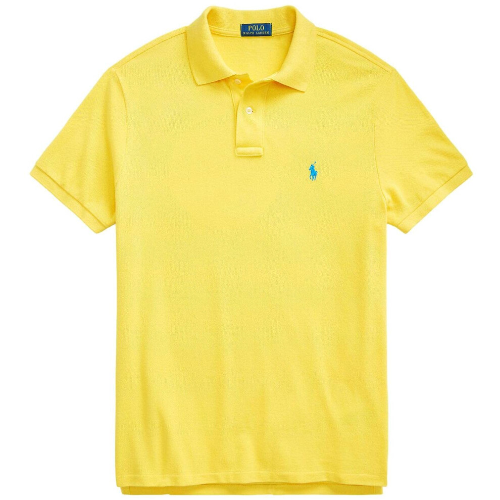 POLO RALPH LAUREN Men's Classic Fit Mesh Pony Logo Polo Shirt (XL  Yel