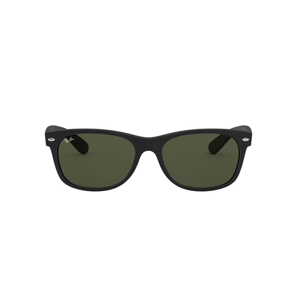 Ray-Ban RB2132 New Wayfarer Square Sunglasses  Rubber Black/G-15 Green