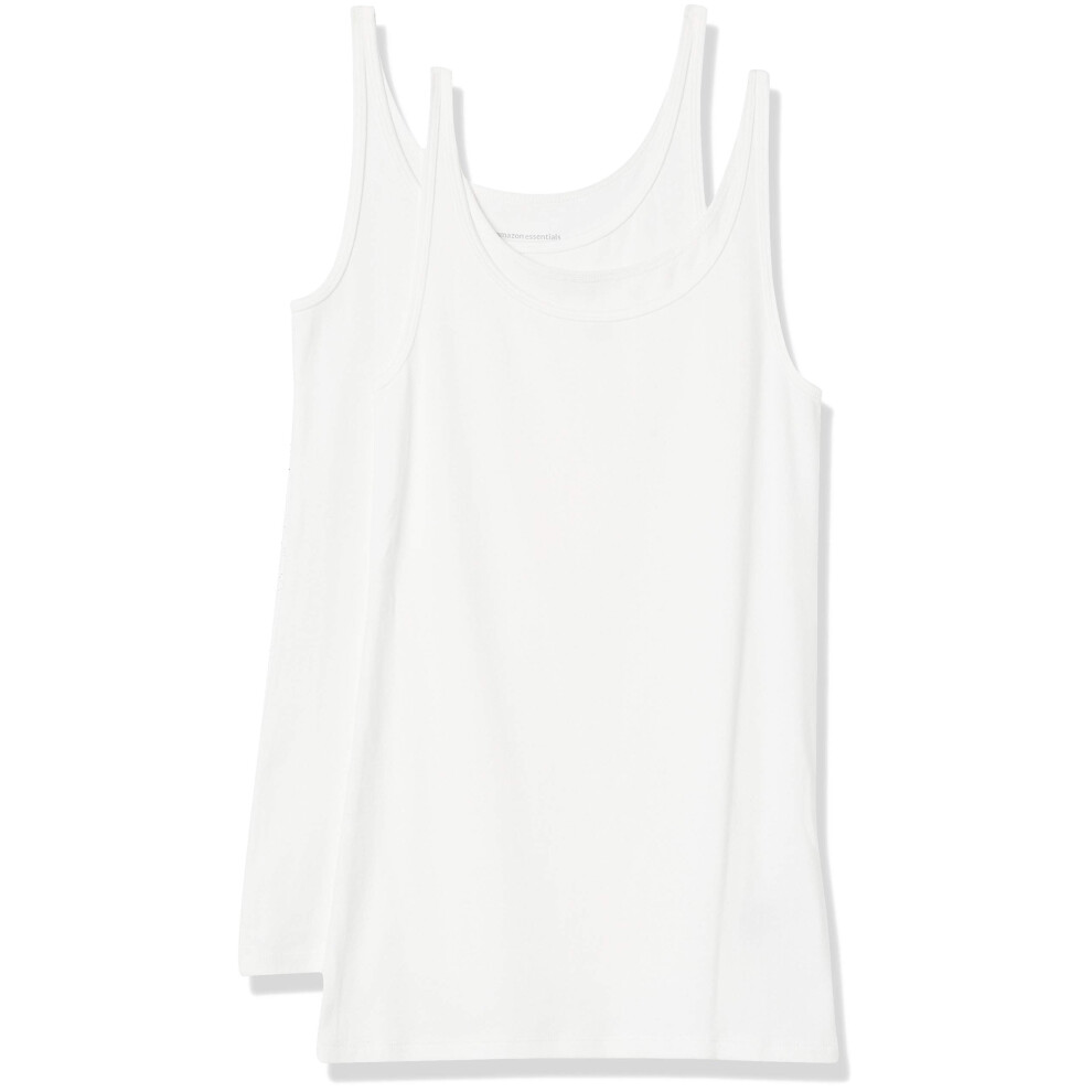 Amazon Essentials Women's Slim-Fit Thin Strap Tank  Pack of 2  White