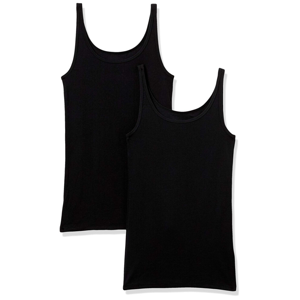 Amazon Essentials Women's Slim-Fit Thin Strap Tank  Pack of 2  Black