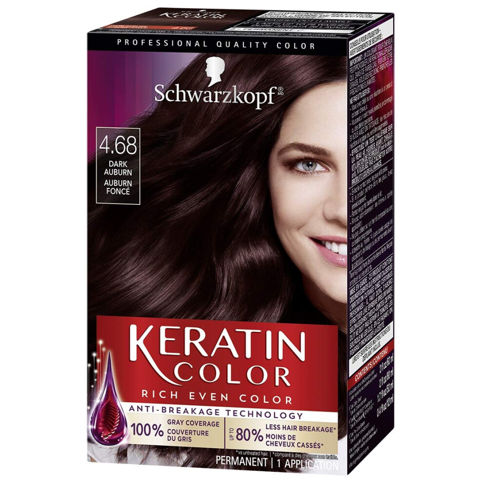 Schwarzkopf Keratin Color Permanent Hair Color Cream  4.68 Dark Auburn