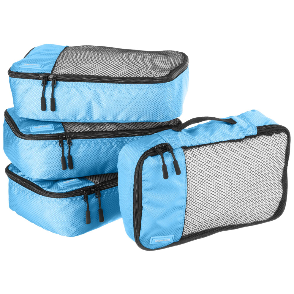 Amazon Basics Small Packing Travel Organizer cubes Set  Sky Blue - 4-P