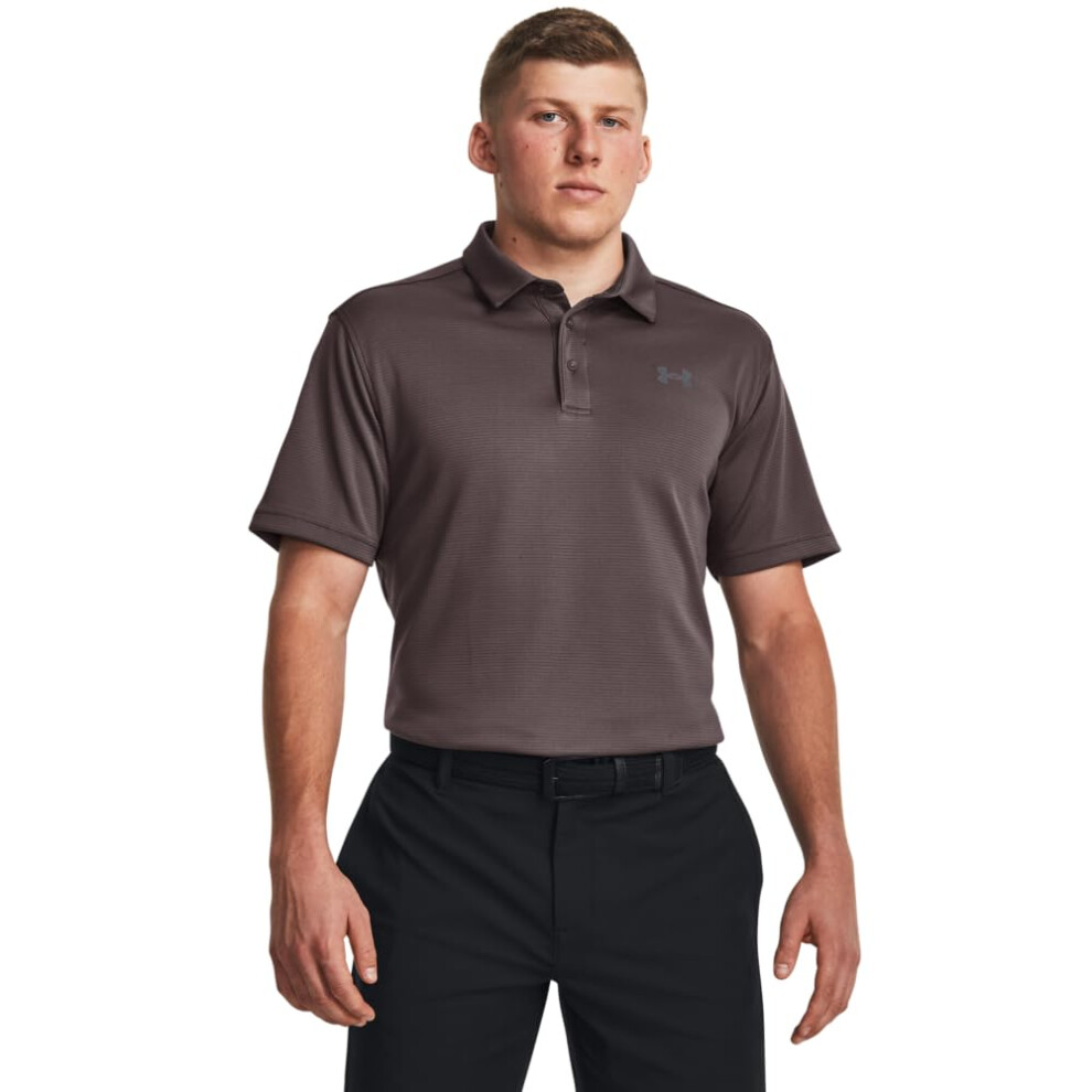 Under Armour Mens Standard Tech golf Polo  (057) Ash Taupe   Pitch gra