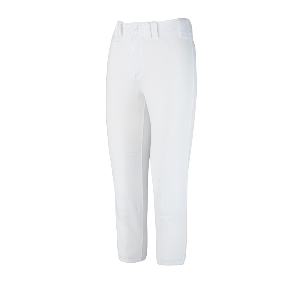 Mizuno Girls Youth Belted Low Rise Fastpitch Softball Pant  White  You