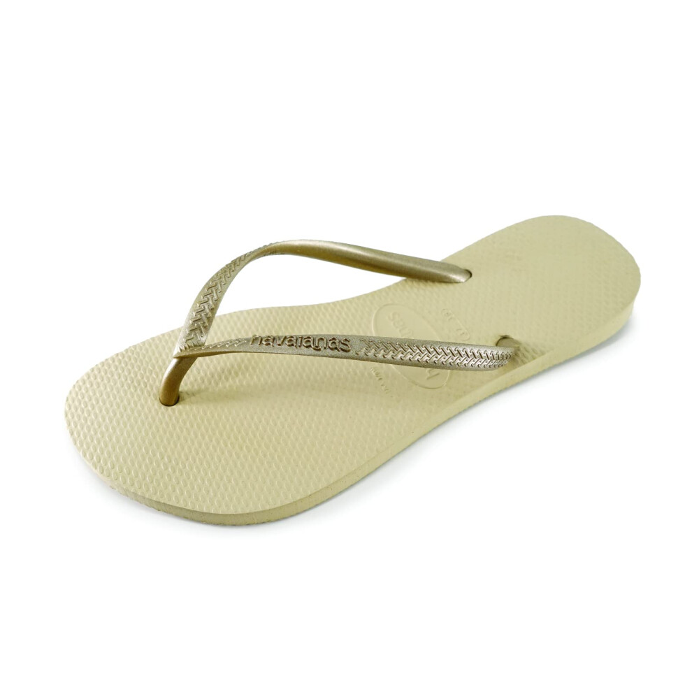 Havaianas Womens Slim Flip Flop Sandals  Sand greyLight golden  Size 7