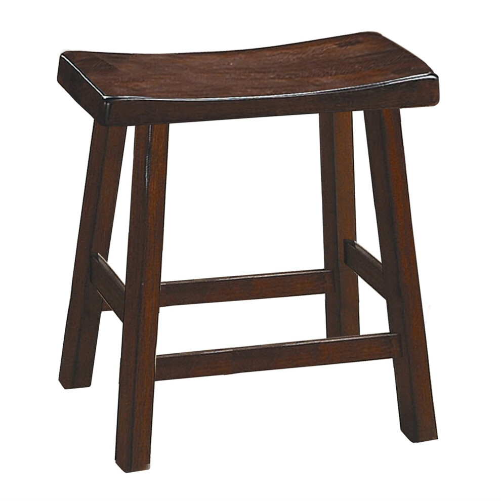 Tabouret de bar en bois de 18 po avec si   ge en forme de selle, couleur brun cerisier chaleureux