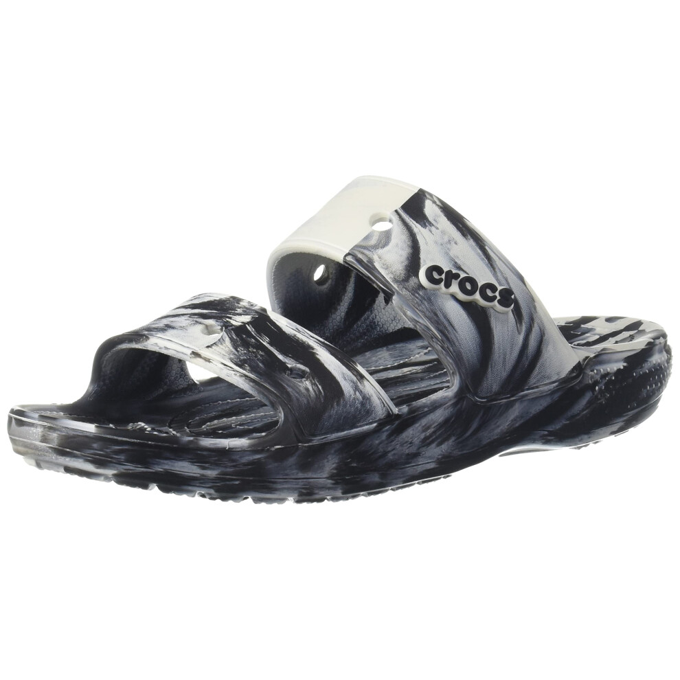 crocs Unisex-Adult classic Tie Dye Two-Strap Sandals  WhiteBlack  7 Me