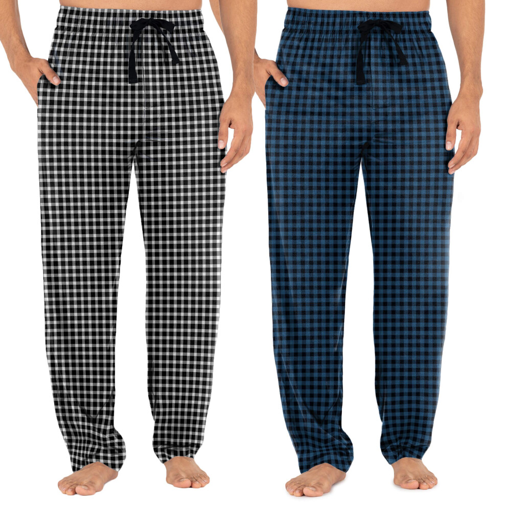 Fruit of the Loom Mens Woven Sleep Pajama Pant  Blue PlaidWhite check