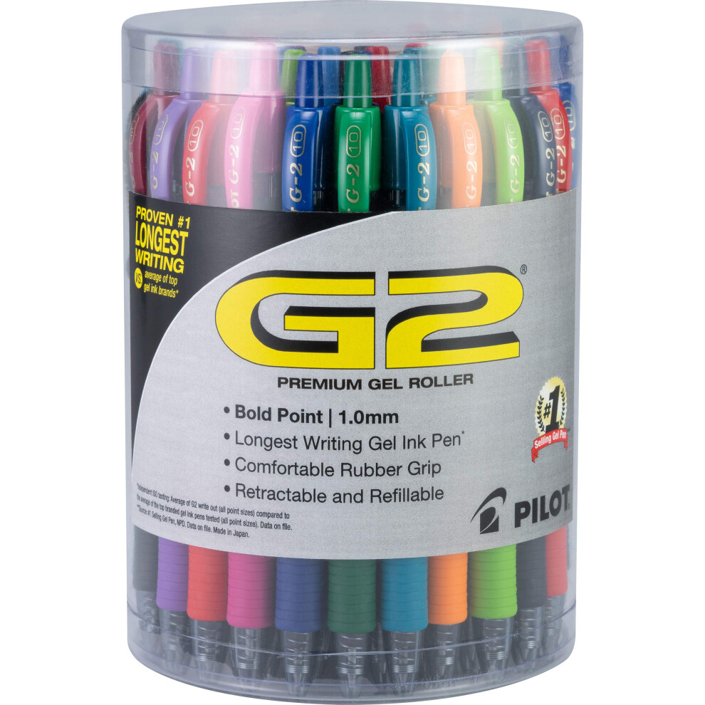 Pilot  G2 Premium Gel Roller Pens  Bold Point 1 mm  Tub of 36  Assorte