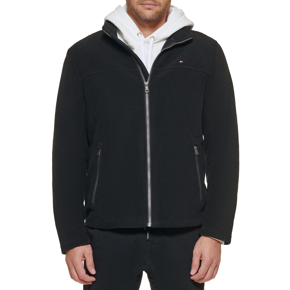 Tommy Hilfiger Mens classic Zip Front Polar Fleece Jacket  Burnt Orang