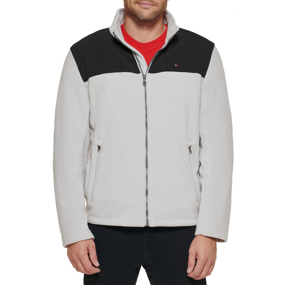 Tommy Hilfiger Men's Classic Zip Front Polar Fleece Jacket  Black/Whit