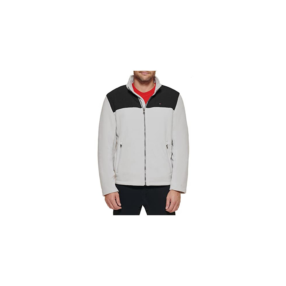 Tommy Hilfiger Men's Classic Zip Front Polar Fleece Jacket  Black/Whit