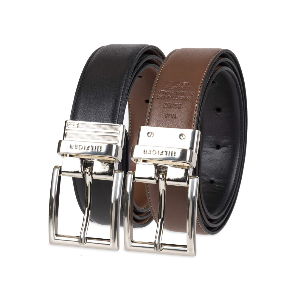 Tommy Hilfiger Mens Dress Reversible Belt with Polished Nickel Buckle