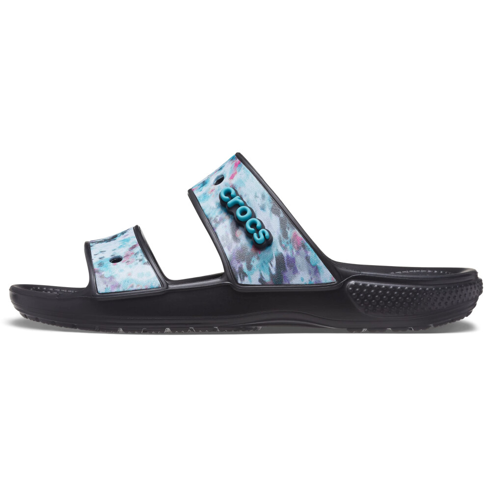 crocs Unisex-Adult classic Tie Dye Two-Strap Sandals  MultiBlack  5 Me