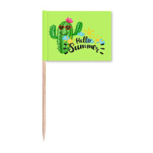Hello Summer Cactus Art Deco Fashion Toothpick Flags Marker Topper Party Decoration