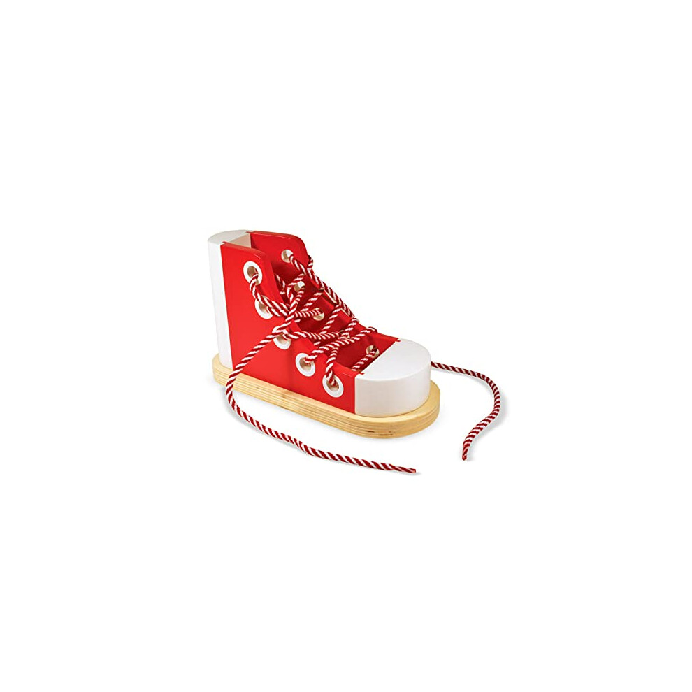 Melissa & Doug Deluxe Wood Lacing Sneaker - Learn to Tie a Shoe Educat