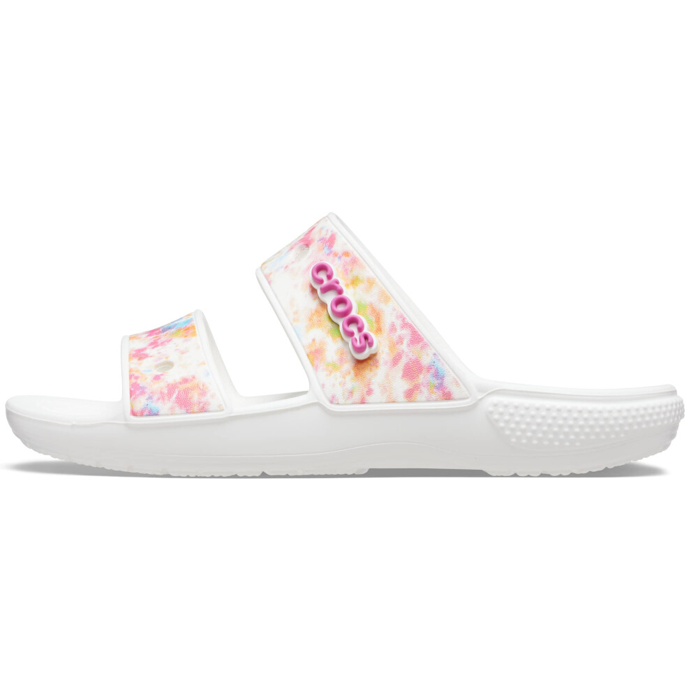 crocs Unisex-Adult classic Tie Dye Two-Strap Sandals  MultiWhite  9 Me