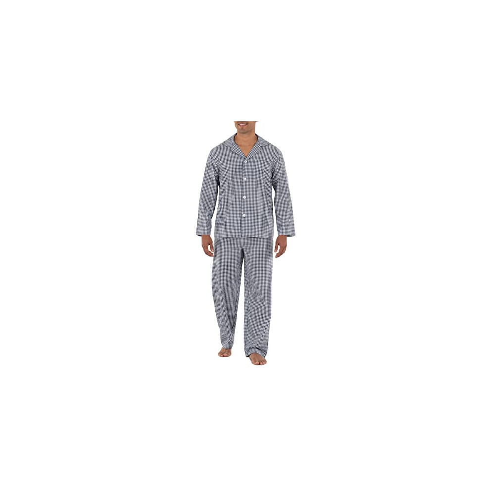 Fruit of the Loom Men's Long Sleeve Broadcloth Pajama Set  Navy/White