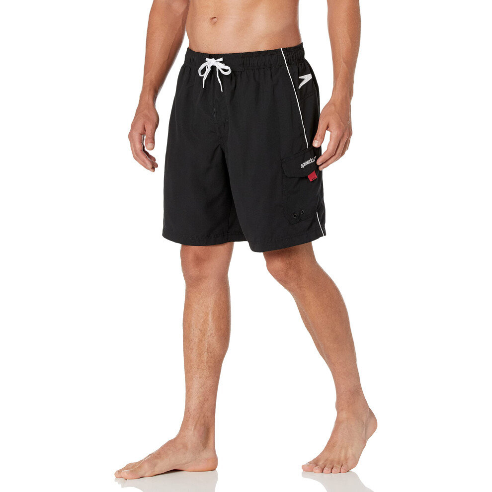 Speedo mens Swim Trunk Knee Length Marina ii volley 20   Black/White