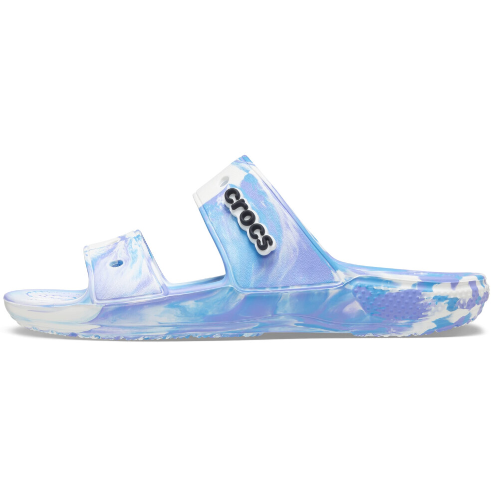 crocs Unisex-Adult classic Tie Dye Two-Strap Sandals  WhiteOxygen  6 M