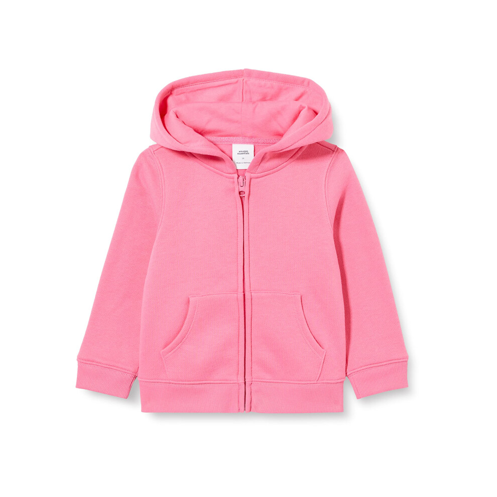 Amazon Essentials Girls' Fleece Zip-Up Hoodie Sweatshirt  Bright Pink