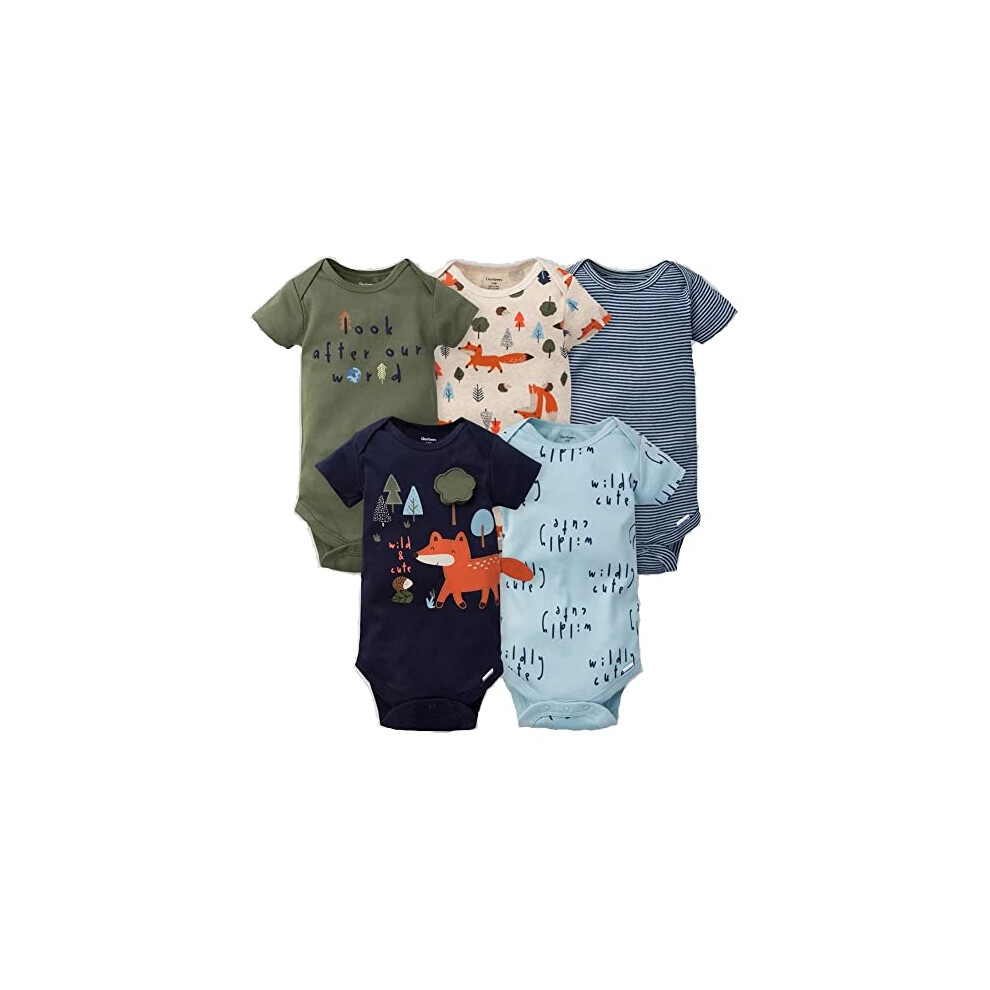 gerber Baby Boys 5-Pack Short Sleeve Variety Onesies Bodysuits Blue Fo